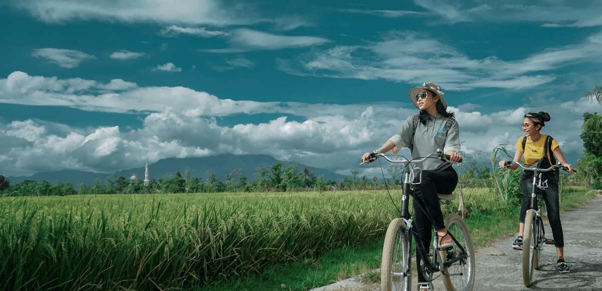 View of rice fields in Tetebatu Village Lombok, West Nusa Tenggara which was nominated for 'Best Tourism Village' by UNWTO