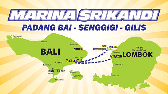 Fast boat from Padangbai harbor Bali to Senggigi Port Lombok