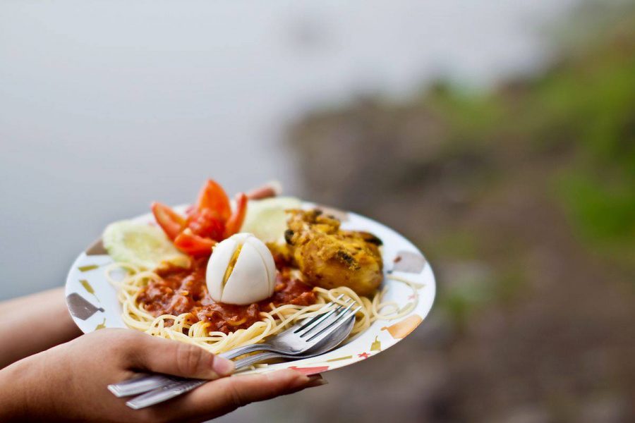 Daily meals at Mount Rinjani Lombok island Indonesia