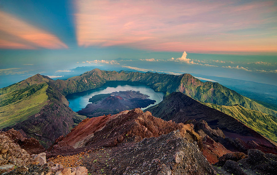 This photo peak of mount Rinjani an altitude 3.726 meters Lombok Island Indonesia