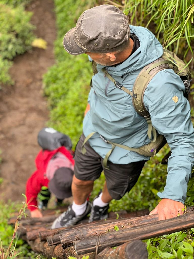 Use the stairs along Torean path Mount Rinjani