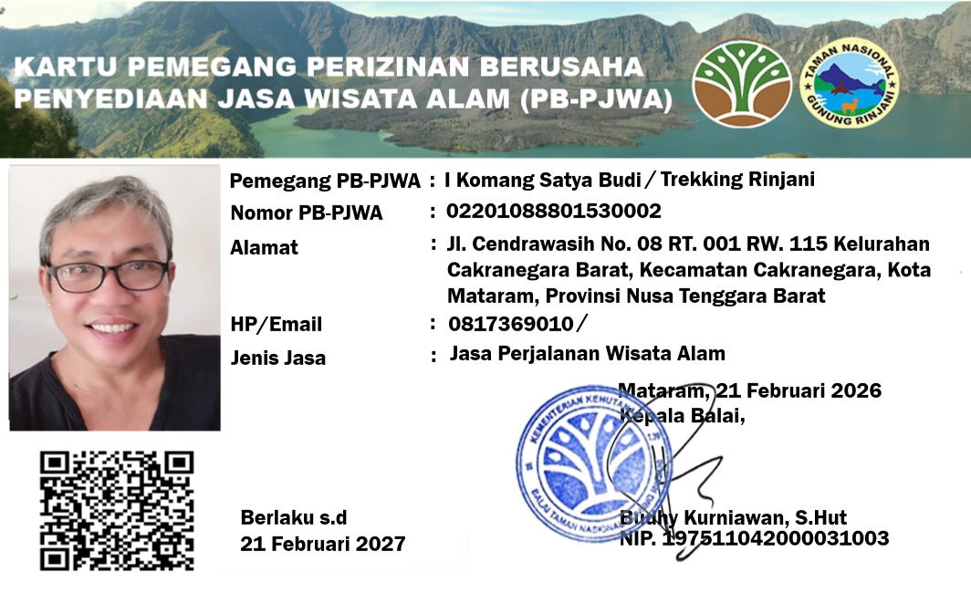 Rinjani Trekking Organizer License